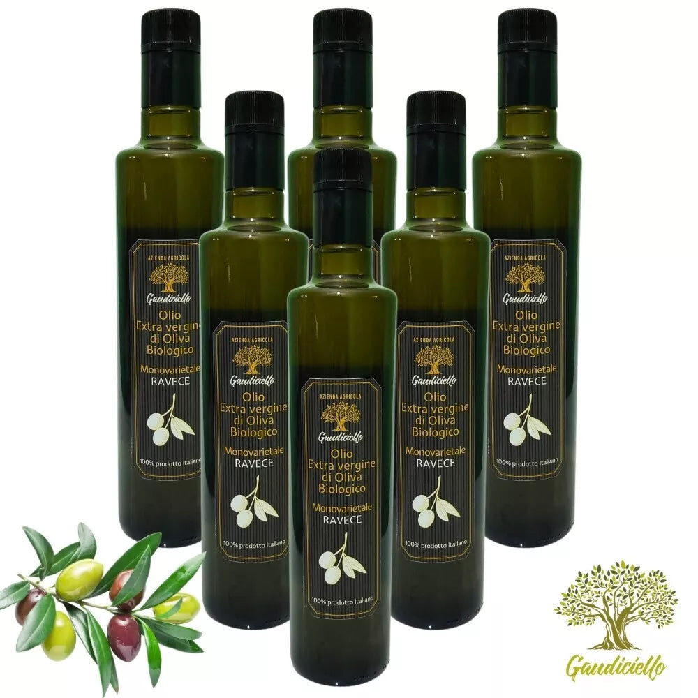 6 Pz Olio Extra Vergine di OLIVA RAVECE 100% Biologico 500 ml